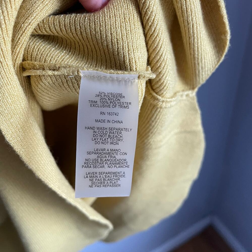 Liv Milano Gem Sweater Mustard Yellow Lace and Bead Embellishments Size Large - Picture 6 of 9